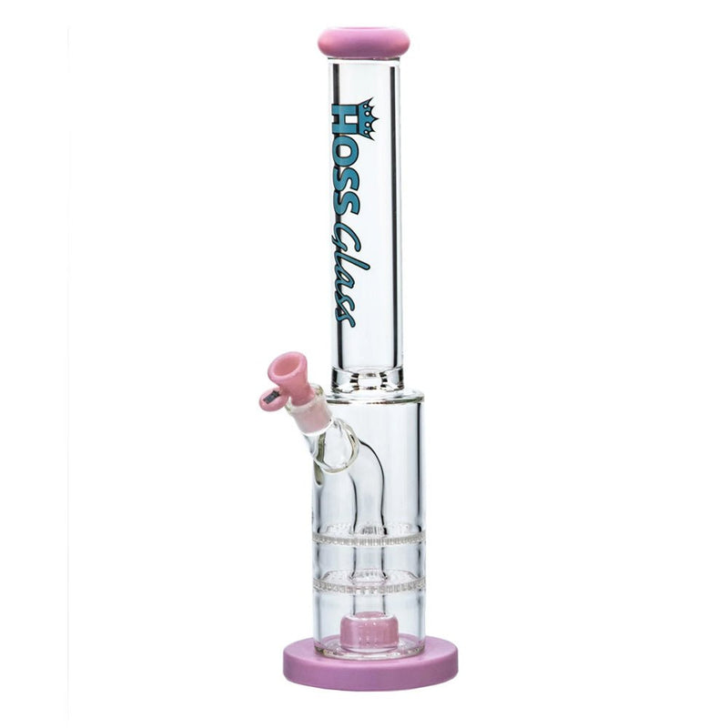 18" Hoss Glass H528 Double Disk Straight Removeable Straight Tube Bong Hoss Glass Bongs Canada