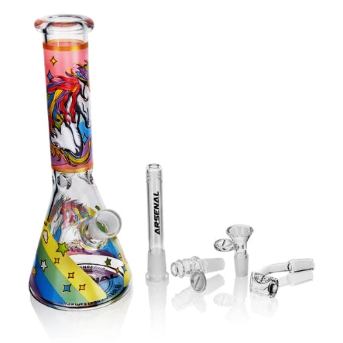 (1) Arsenal Glass - 10" Mystic Unicorn Beaker Bong - Bongs Canada