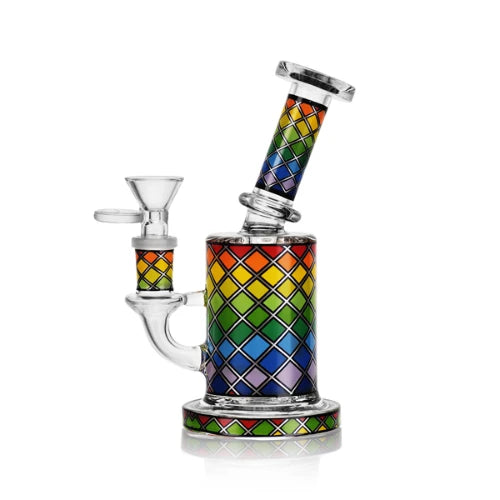 (1) Arsenal Glass - 6.7" Arsenal Prism Pattern Recycler Bong - Bongs Canada