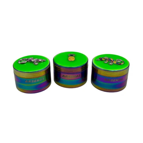(1) Arsenal Glass - Arsenal Glow In The Dark Pastel Sticker Grinder 52mm 4-Pc - 3ct - Bongs Canada