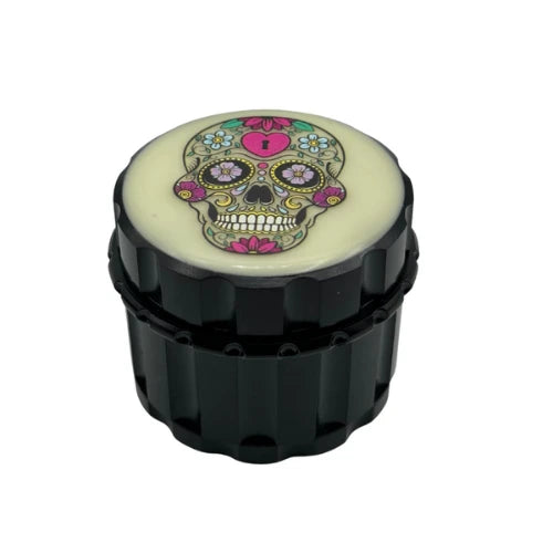 (1) Arsenal - Arsenal Sugar Skull Glow In The Dark 55mm 4-Pc Grinder – 3ct - Bongs Canada