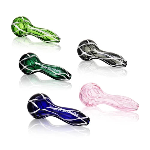 (1) Arsenal Glass - 4" Arsenal Crystal Web Handpipe – 5ct - Assorted Colors - Bongs Canada