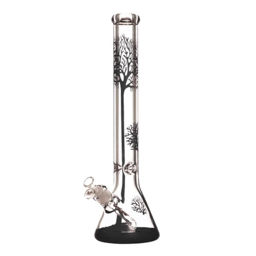 (1) Marley - 18" 9mm Clear Tree Beaker - Black - Bongs Canada