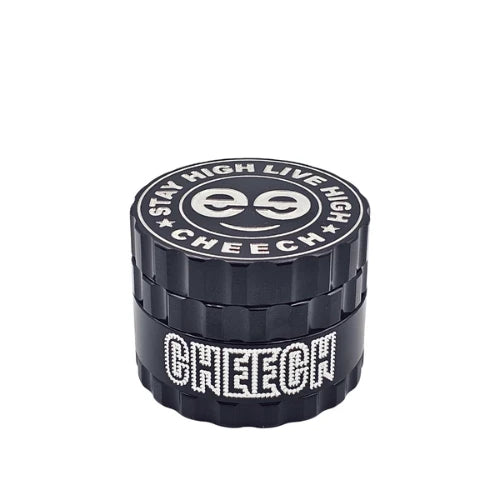 (1) Cheech - 63mm 4pc Retro Logo Grinder - Black - Bongs Canada