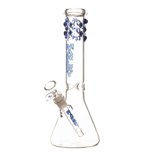 (1) Marley - 12" 5mm Bubble Beads Beaker Bong - Blue - Bongs Canada