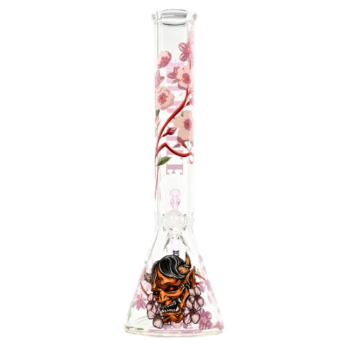 (1) Castle Glass - Cherry Blossom Beaker Bong - Bongs Canada