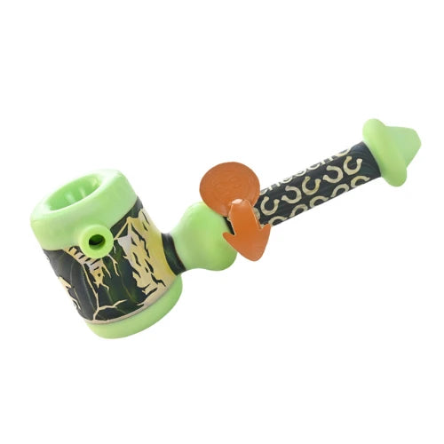 (1) Cheech - Sandblast Glass Handpipe - Green - Bongs Canada