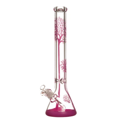 (1) Marley - 18" 9mm Clear Tree Beaker - Pink - Bongs Canada