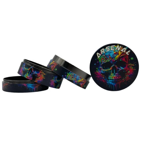 (1) Arsenal Glass - Arsenal Splatter Skull 55mm 4-Pc Grinder - 3ct - Bongs Canada