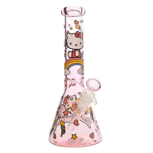 Pink Glass With Hello Kitty Decal Beaker Bong 5mm Thick (1)