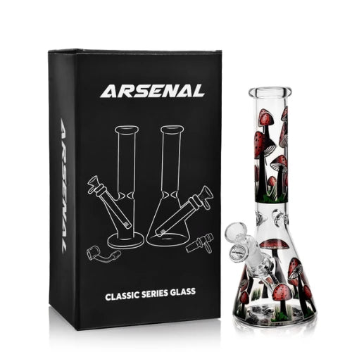 (2) Arsenal Glass - 10" 5mm Stoner Mushroom Glass Bong - Bongs Canada