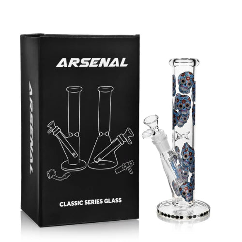 (2) Arsenal Glass - 10" Arsenal Candy Skull Straight Shooter - Bongs Canada