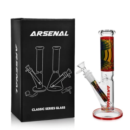 (2) Arsenal Glass - 10" Arsenal Color Crest Straight Shooter - Bongs Canada
