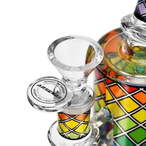 (2) Arsenal Glass - 6.7" Arsenal Prism Pattern Recycler Bong - Bongs Canada