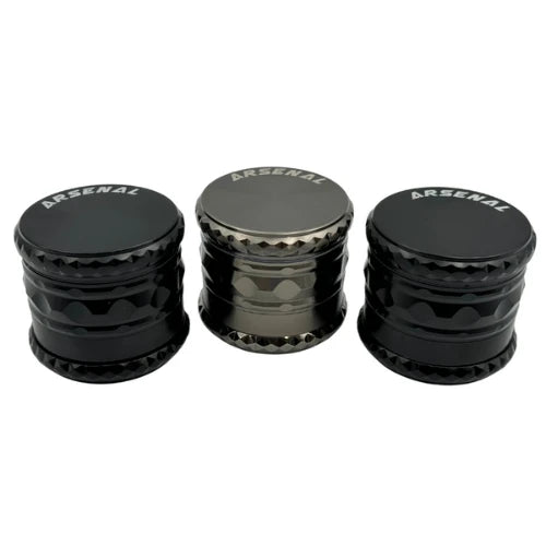 (2) Arsenal Glass - Arsenal Smooth Ridged Diamond Hex 52mm 4‑Pc Grinder - Bongs Canada