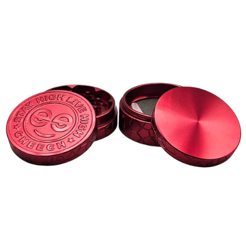 (2) Cheech - 63mm 4pc Retro Logo Grinder - Red - Bongs Canada