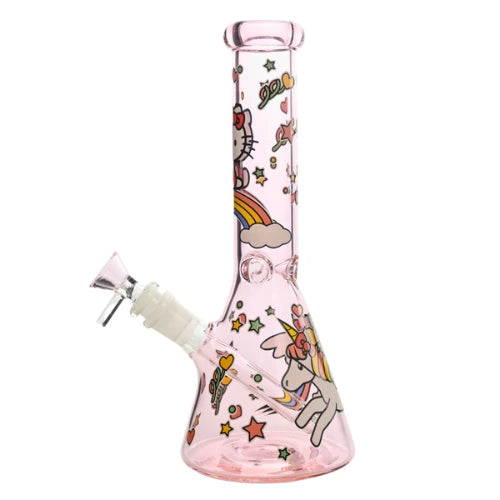 Pink Glass With Hello Kitty Decal Beaker Bong 5mm Thick (2)