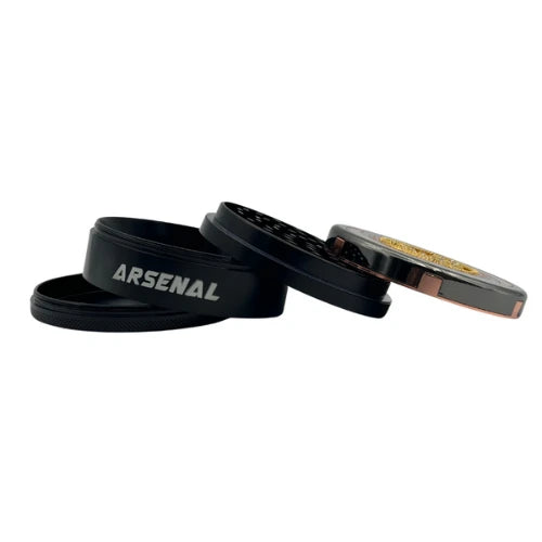 (3) Arsenal - Arsenal Gold Medallion 90mm 4-Pc Grinder - 3ct - Bongs Canada