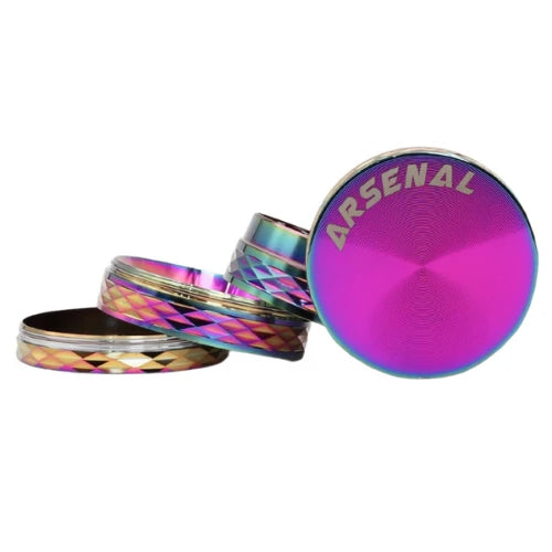 (3) Arsenal Glass - Arsenal Rainbow Wave 52mm 4-Pc Grinder - 3ct - Bongs Canada