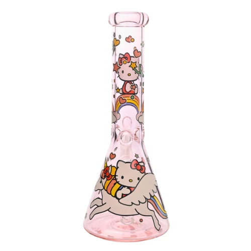 Pink Glass With Hello Kitty Decal Beaker Bong 5mm Thick (3)