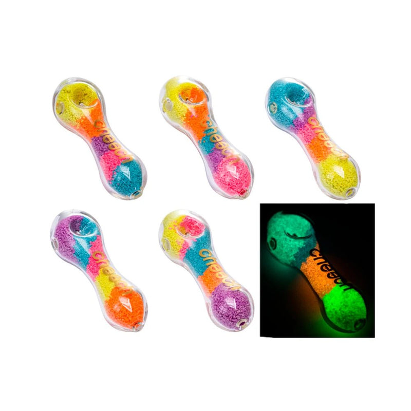 5" Cheech Glow In The Dark Hand Pipe - Assorted Colors Glass Cheech Bongs Canada