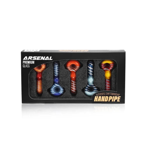 (7)  Arsenal Glass - 3.7" Arsenal Cosmic Drift Handpipe – 5ct - Assorted Colors - Bongs Canada