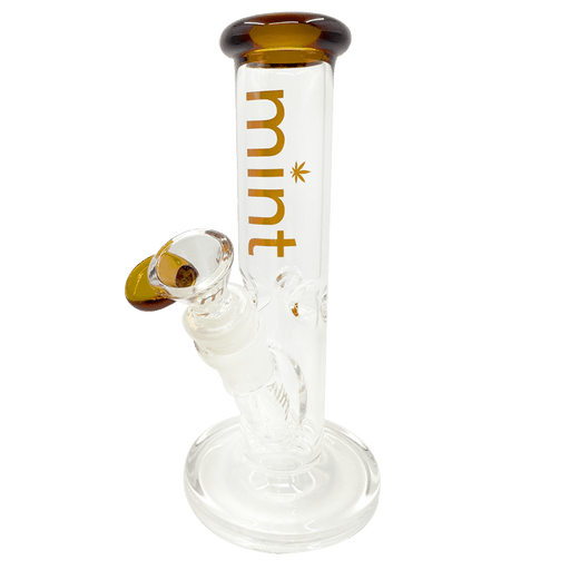 8" Mint Stubby Straight Tube Bong - Amber - Mint Glass Bongs Canada