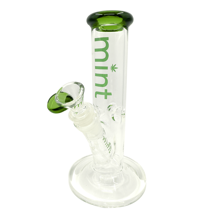 8" Mint Stubby Straight Tube Bong - Green - Mint Glass Bongs Canada