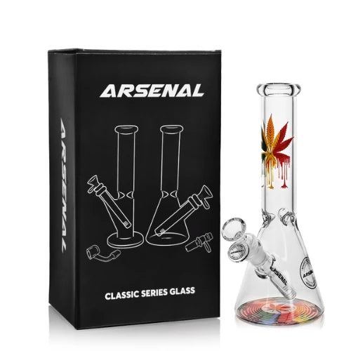 (2) Arsenal Glass - Glistening Leaf Glass Bong - Bongs Canada
