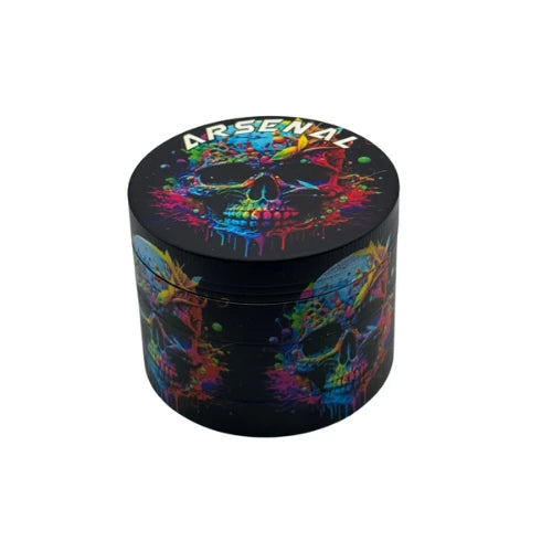 Arsenal Glass - Arsenal Splatter Skull 55mm 4-Pc Grinder - 3ct - Bongs Canada