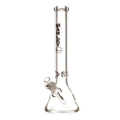 Marley - 16" 9mm Marley Clear Beaker Bong - Black - Bongs Canada
