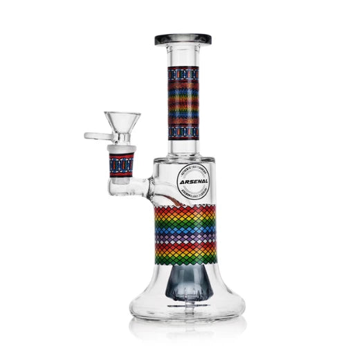 Arsenal Glass - 7.6" Rainbow Matrix Perc Bong - Black - Bongs Canada