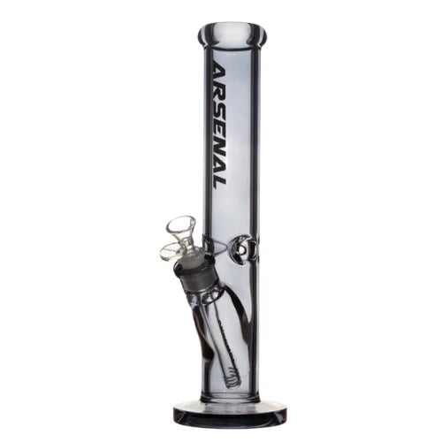 Arsenal brand 14 inch tall full coloured straight tube bong made with 5mm black glass