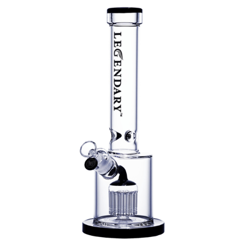 Legendary - 14.5 Inch Colored Barrel Perc Straight Tube Bong - Black - Bongs Canada