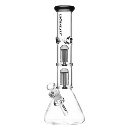 Legendary - 14 Inch Double Tree Perc Beaker Bong - Black - Bongs Canada