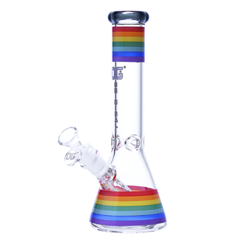 OG Original - 10 Inch 5mm Rainbow Stripe Beaker Bong - Black - Bongs Canada