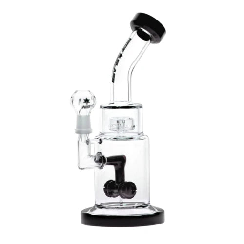 Nice Glass - 9” Double Wheel Percolator Rig - Black - Bongs Canada