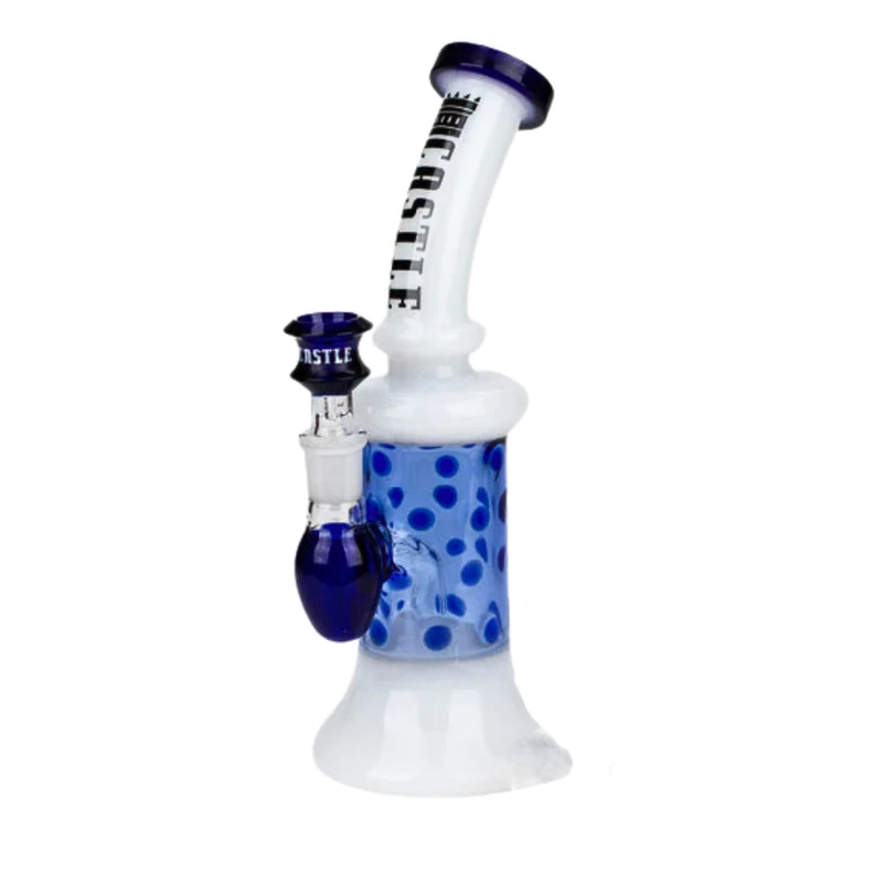 Castle - 9" 5mm Color Spots Castle Glass Rig - Blue - Bongs Canada