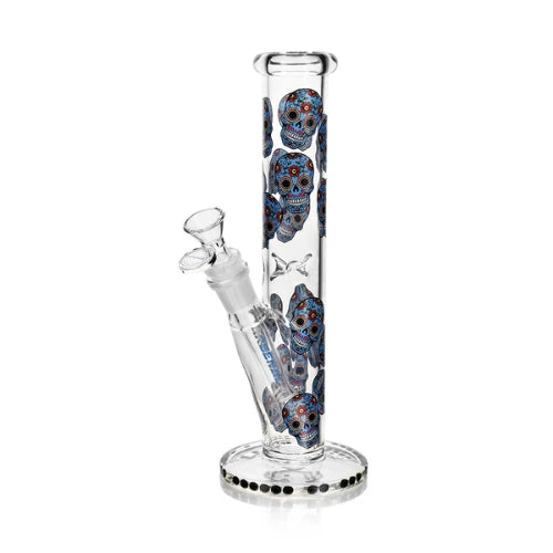 Arsenal Glass - 10" Arsenal Candy Skull Straight Shooter - Blue - Bongs Canada