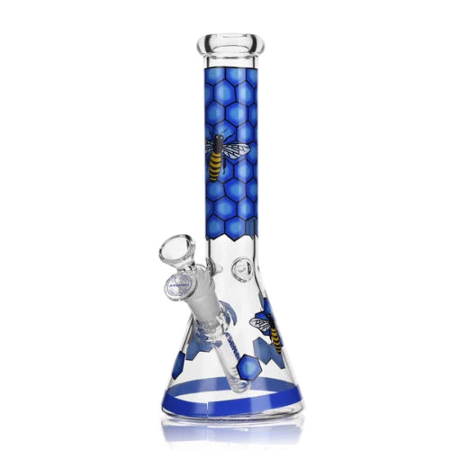 Arsenal - 10" Arsenal Honeycomb Buzz Beaker Bong - Blue - Bongs Canada