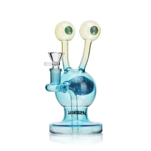 Arsenal - 7.4" Arsenal Alien Grin Glass Bong - Blue - Bongs Canada
