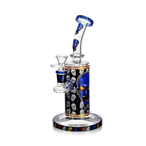Arsenal Glass - 9" Angry Skull Glass Rig - Blue - Bongs Canada