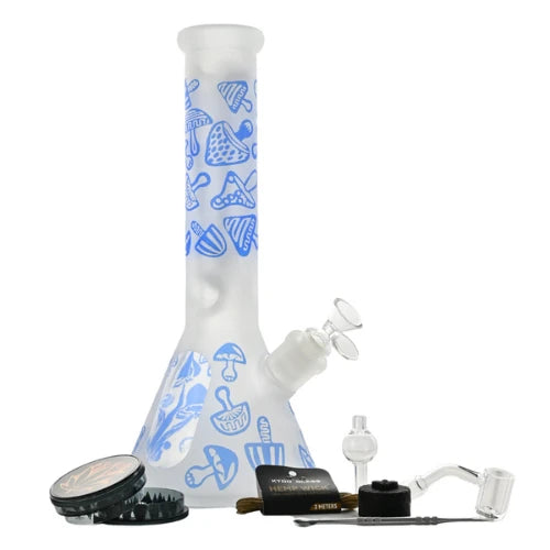 Arsenal Glass - 12” 5mm Fungi Forest Glass Bong 9-in-1 Dab Kit - Blue - Bongs Canada
