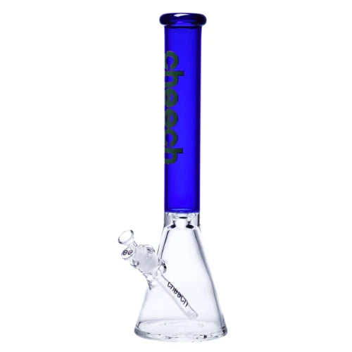 18 inch tall Cheech beaker bong made with 7mm glass and blue top tube