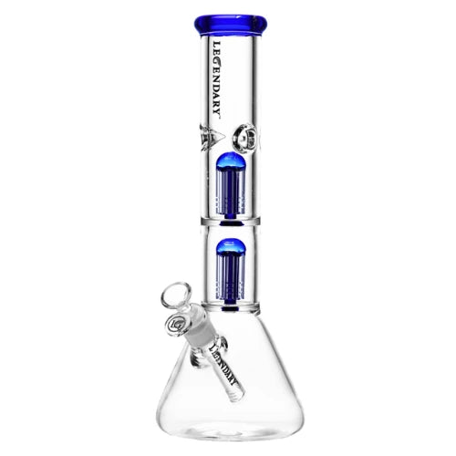 Legendary - 14 Inch Double Tree Perc Beaker Bong - Blue - Bongs Canada