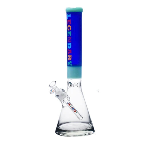 Legendary brand 16 Inch tall Neon Flow Beaker Bong in Blue top tube