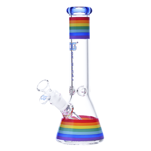 OG Original - 10 Inch 5mm Rainbow Stripe Beaker Bong - Blue - Bongs Canada