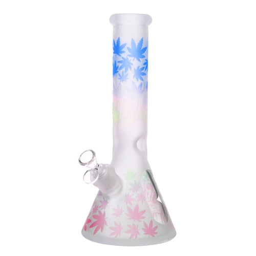 Bongs Canada - 12” 7mm Faded Leaf Glass Bong - Blue - Bongs Canada