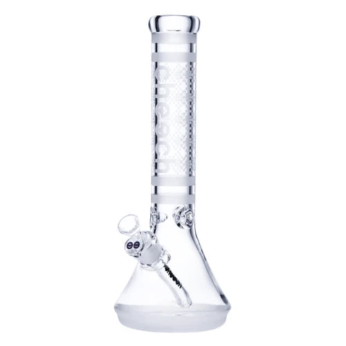 14" tall 7mm thick cheech brand beaker bong with sandblast design