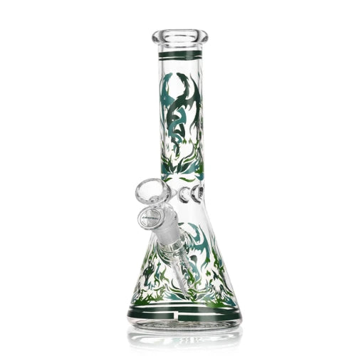 Arsenal - 10" Arsenal Floral Bliss Beaker Bong - Dark Green - Bongs Canada